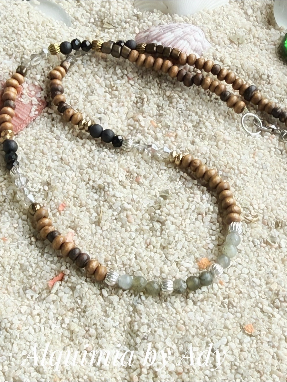 LABRADORITE ONYX QUARTZ CHOKER NECKLACE MINIMAL BEADS